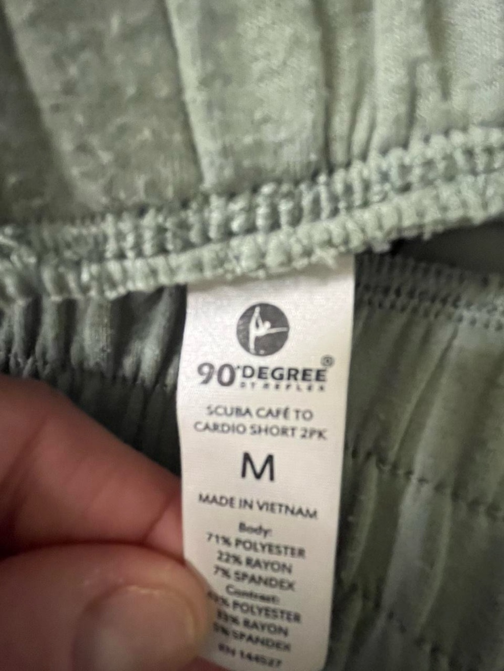 90 Degree Casual Olive Runner Shorts with White Trim - Picture 4 of 4